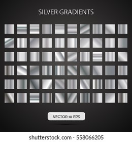 Silver gradients. Vector illustration, eps10. Gradients set.