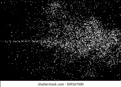 Silver grainy abstract texture. on black background. Snowfall effect. Distress overlay textured. Vector illustration,eps 10.