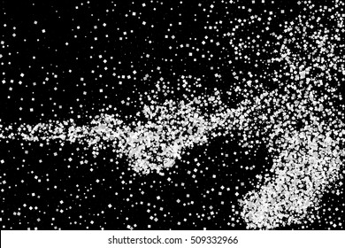 Silver grainy abstract texture. on black background. Snowfall effect. Distress overlay textured. Vector illustration,eps 10.