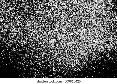 Silver grainy abstract texture. on black background. Snowfall effect. Distress overlay textured. Vector illustration,eps 10.
