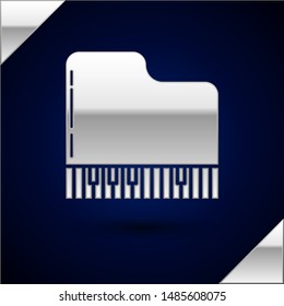 Silver Grand piano icon isolated on dark blue background. Musical instrument.  Vector Illustration
