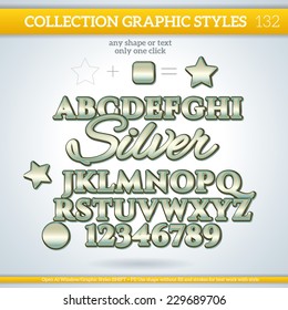 Silver Graphic Styles for Design. Graphic styles can be use for decor, text, title, cards, events, posters, icons, logo and other.  