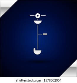 Silver Grass and weed electric string trimmer icon isolated on dark blue background. Grass clipper, lawn mower isolated on white background.  Vector Illustration