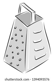 A silver grater to chop vegetables vector color drawing or illustration