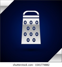 Silver Grater icon isolated on dark blue background. Kitchen symbol. Cooking utensil. Cutlery sign.  Vector Illustration