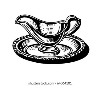 Silver Gravy Boat - Retro Clipart Illustration