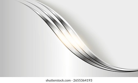 Fondo abstracto gris plateado del negocio con las ondas brillantes del metal, Ilustración vectorial 3d.
