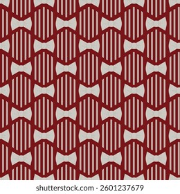 Silver Gray Bows and Vertical Stripes on a Dark Cherry Red background creating a seamless pattern print background