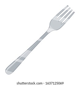 Silver gray fork icon isolated on white background. Vector illustration