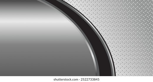 Silbergrauer Metallhintergrund, 3D poliertes Chrom metallisch und glänzende Diamantplatte Textur, Vektorgrafik. Vektorgrafik