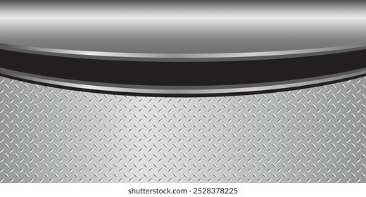 Silver gray metal background, 3D polished chrome metallic and shiny diamond plate texture, vector illustration. 