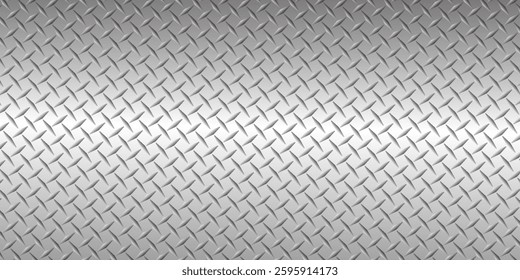 Silver gray metal background, 3D polished chrome metallic and shiny diamond plate texture