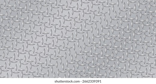 Fundo de metal cinza de prata, 3D polido cromo metálico e brilhante placa de diamante textura, ilustração vetorial. 