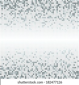 Silbergrauer, nahtloser, glänzender Hintergrund mit glänzendem Licht und dunklen Pailletten. Feiner glänzender Hintergrund. Abstrakter geometrischer Hintergrund. Abstrakte Technologie, Hintergrund, Vektorgrafik