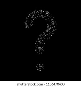 Silver, gray, stars, sprocket, shiny confetti. Scattered little sparkling, flashing glitter elements. Random stellar falling on black background. New Year, Christmas background. Vector illustration.