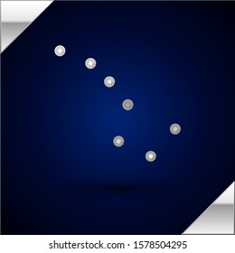 Silver Great Bear constellation icon isolated on dark blue background.  Vector Illustration