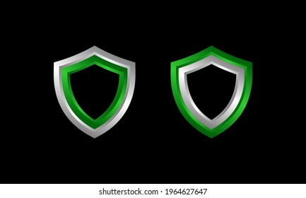 Silber-grünes 3D-Schild-Symbol