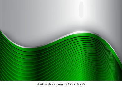 Silver green abstract background with wavy pattern, 3d vector illustration.