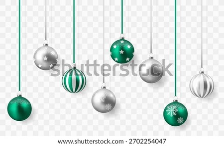 Silver and green christmas balls	