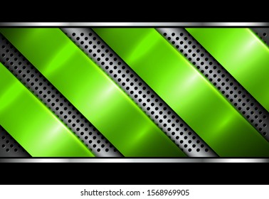 Silver green metallic background, 3D with dotted pattern, vector illustration.