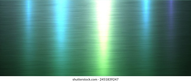 Silver green metallic texture with brushed metal pattern, shiny steel industrial and technology background, vector illustration.