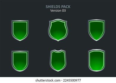 Silver and green Shields icon dan symbol pack