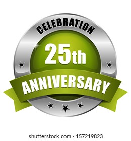 Silver green twenty-five year anniversary badge