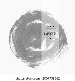 Silver grey abstract acrylic background - Vector. Freehand style design. Creative logo textured artwork circle. 