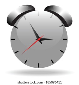 silver grey alarm clock sign icon vector ,Alarm clock icon with long shadow. Flat design style. Clock silhouette. Modern flat icon in stylish colors. Web site page and mobile app design element.