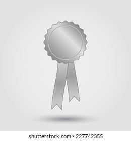 silver grey blank award rosette with ribbon