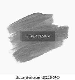 Silver grey brush paint abstract background vector. Creative texture design for headline, logo and sale banner. 