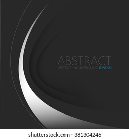 Silver grey line background vector with black overlap paper layer on black space for text and message design