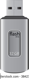 Silver, grey or metal usb flash storage drive.