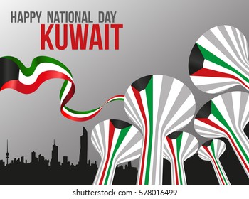 Silver Grey Poster - Landmarks Of Kuwait National Day - Water Towers
