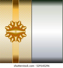 Silver grid and gold bow.