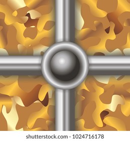 silver grill with golden background