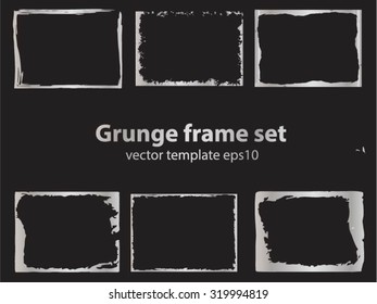 Silver grunge background set.Grunge metallic frames.Vector illustration
