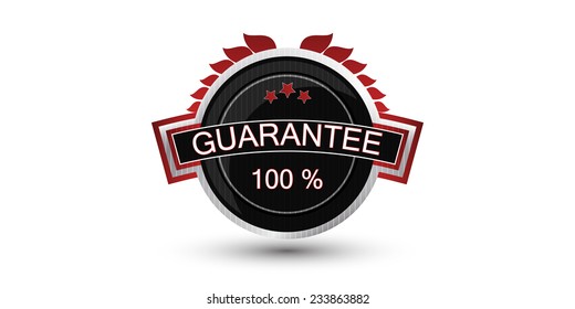 Silver guarantee badge, vector label, sign or emblem 