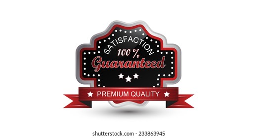 Silver guarantee badge, vector label, sign or emblem 
