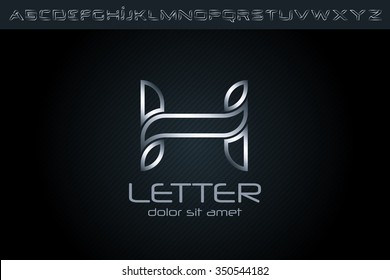 Silver H Letter Logo, alphabet logo design.