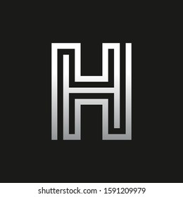 Silver H Letter logotype design icon