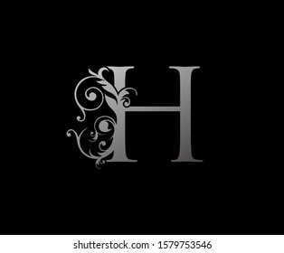 Silver H Luxury Logo Icon, Classy Letter Logo Design.