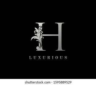 Silver H Luxury Logo Icon, Elegant H Letter Logo Design.