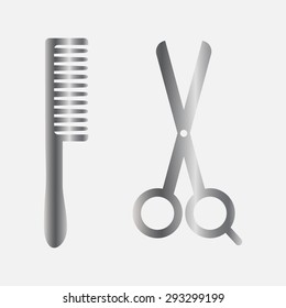 Silver hair salon with scissors and comb icon - vector illustration 