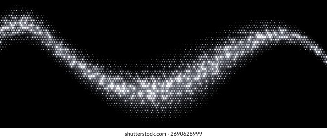 Silver halftone background, abstract glittering dots backdrop, disco texture design, shiny confetti banner.