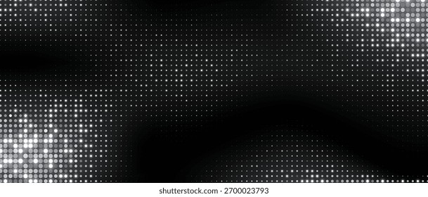 Fondo de semitono plateado, fondo abstracto de puntos brillantes, diseño de textura disco, Anuncio de confeti brillante.