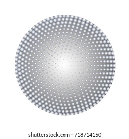 Silver halftone circle. Vector design element