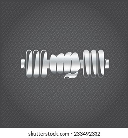 silver hand holding barbell vector design template