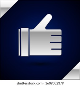Silver Hand like icon isolated on dark blue background.  Vector Illustration