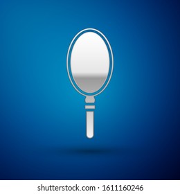 Silver Hand mirror icon isolated on blue background.  Vector Illustration